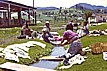 Indiofrauen in den guatemaltekischen Bergen beim Wäsche-Waschen_GUATEMALA 1974