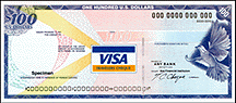 travellers cheque 'visa' 